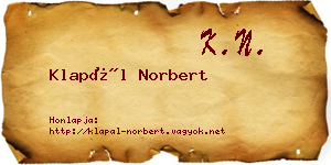 Klapál Norbert névjegykártya