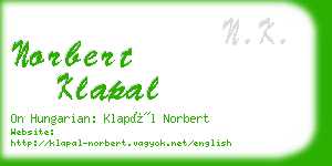 norbert klapal business card